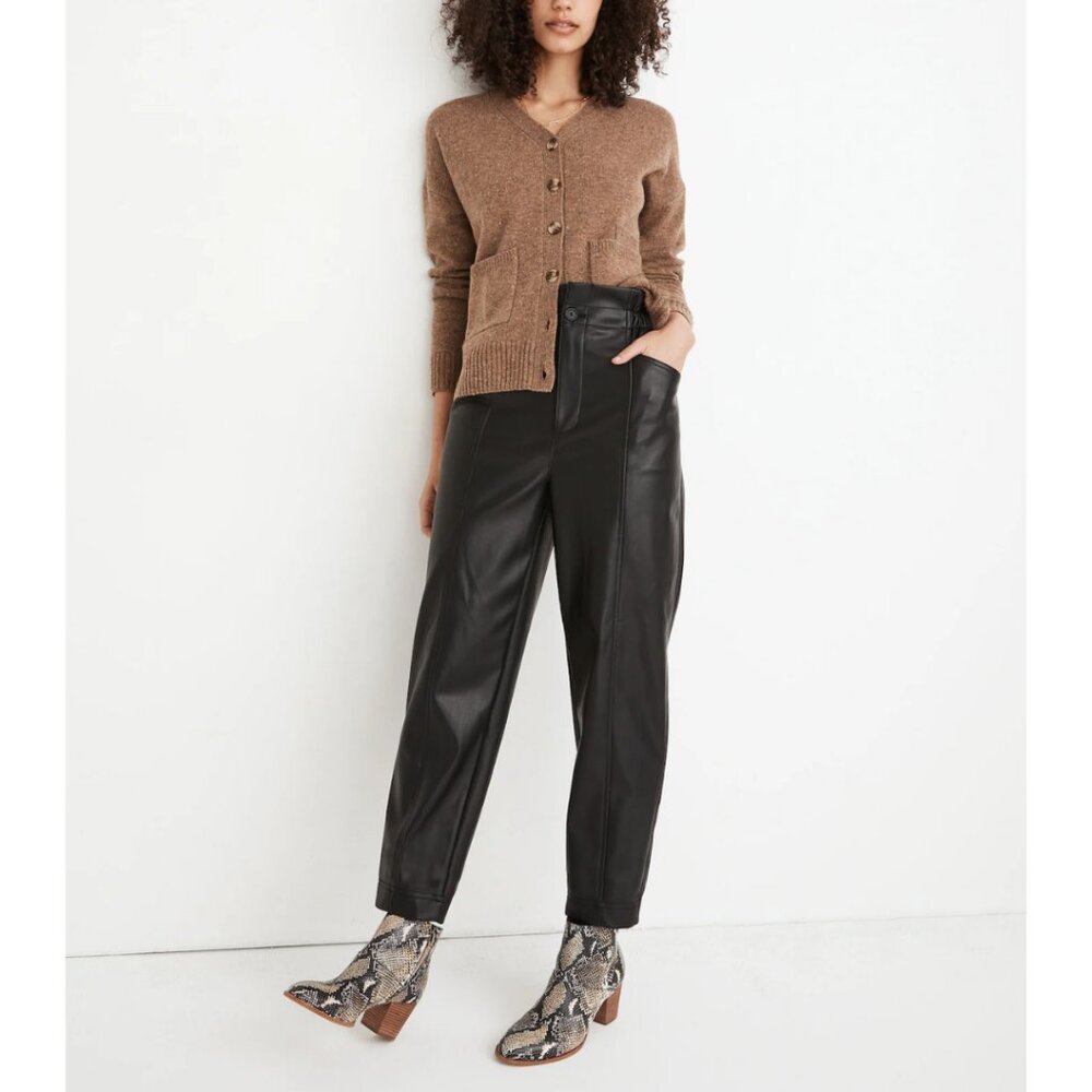 Madewell Vegan Leather Pull-On Paperbag Pants Size 12 NWT